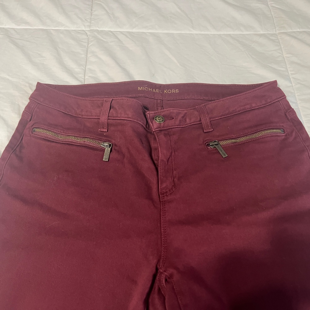 Michael Kors Women's High Rise Maroon Jeans